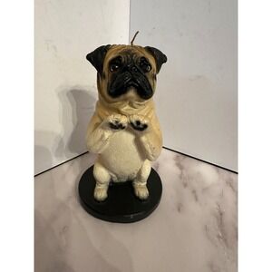 Rare Vintage Hand Painted Pug Dog Candle 8" Tall-Pugs-signed